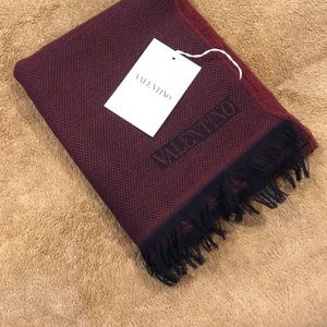 Valentino wool scarf Burgundy and black